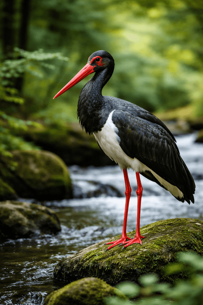 Schwarzstorch in der Eifel Waldfeucht Bach Tiere Eifel