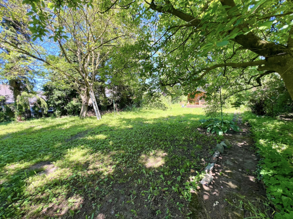 Gartenansicht mit Blick auf Leiter